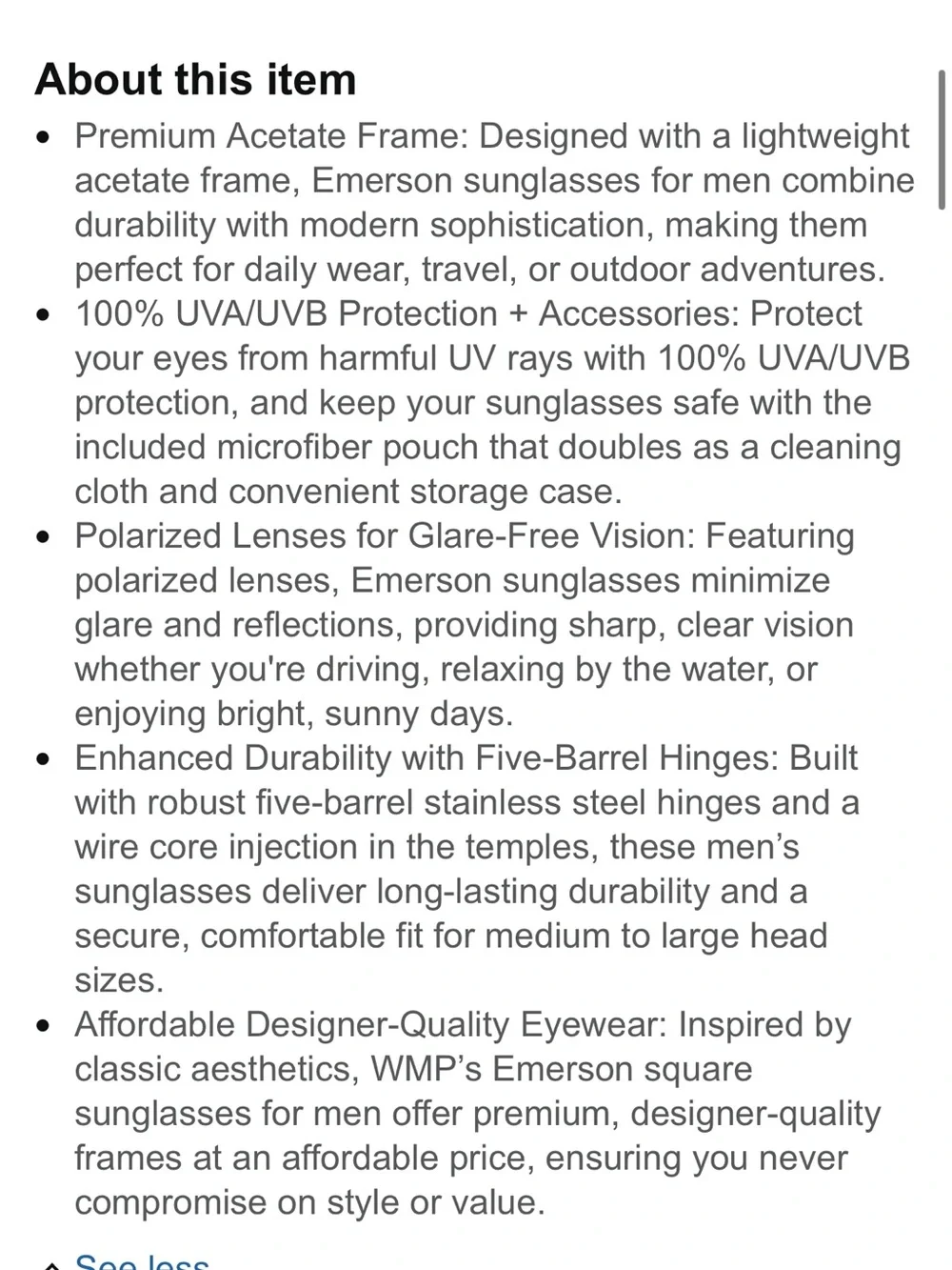 WearMe Pro Polarized Modern Aviator One-Bridge Square Mens Sunglasses